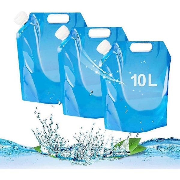 3 stk. Udendørs Foldbar Vandpose, Vandpose Foldbar Dunk Foldbar, Bil Vandbeholder til Sport Camping Vandring Picnic BBQ