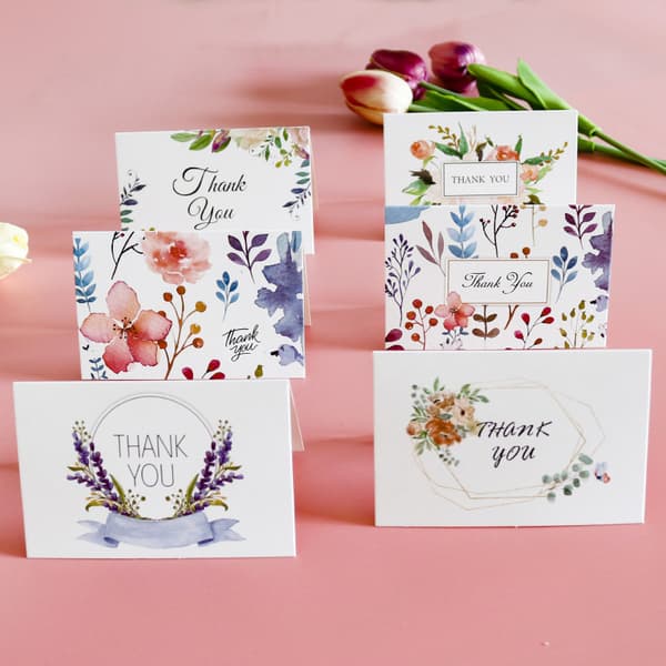 #Pakke med 6 friske blomster takknemlighetskort#