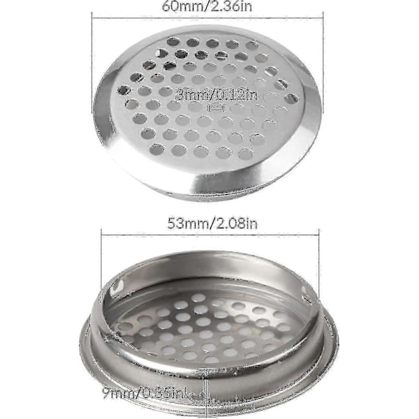 30 stk. 53 mm runde ventilationsriste i rustfrit stål til luftstrømsdækning (30 stk.)