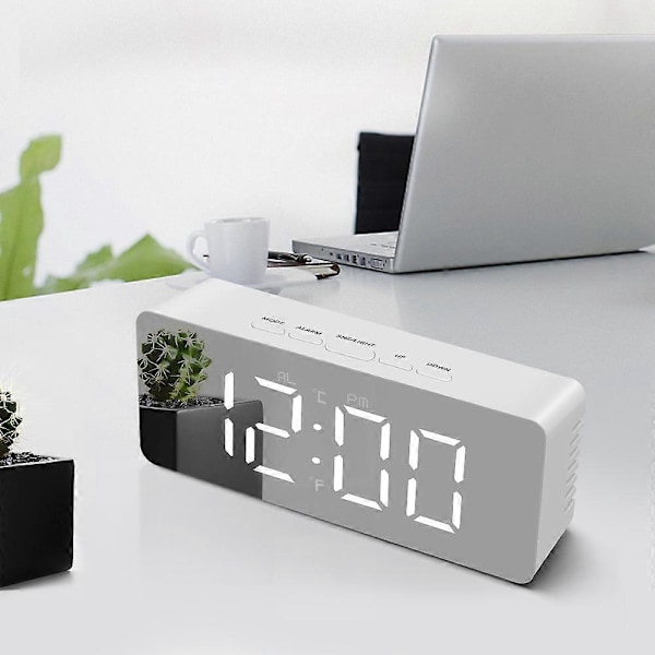 Spegellarmklocka, Digital Väckarklocka med Datum/Temperatur/Snooze