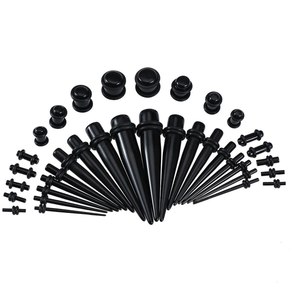36 st Acrylic Tapers & Flesh Tunnels Öronmätare Stretching Expandering Kit 14g-00gblack