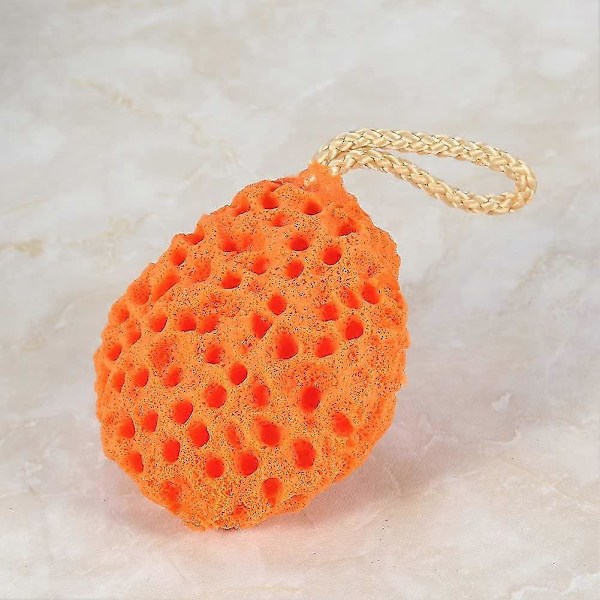 Duschsvamp för kropp och havsdusch, mjuk svamp för kropp, spa, tvätt och rengöring badboll (orange)
