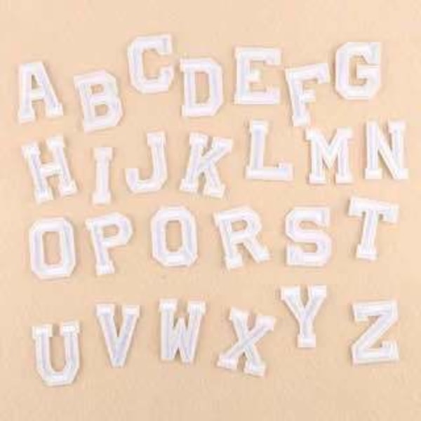 /#/26 stk. engelske alfabet-patches, broderede stofpatches/#/