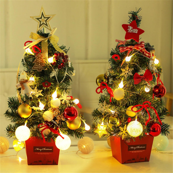 Farfi 1 Set Led Vackert Handgjort Mini Julgran Estetisk Elegant Pvc Julgransmodell För Hemmet1