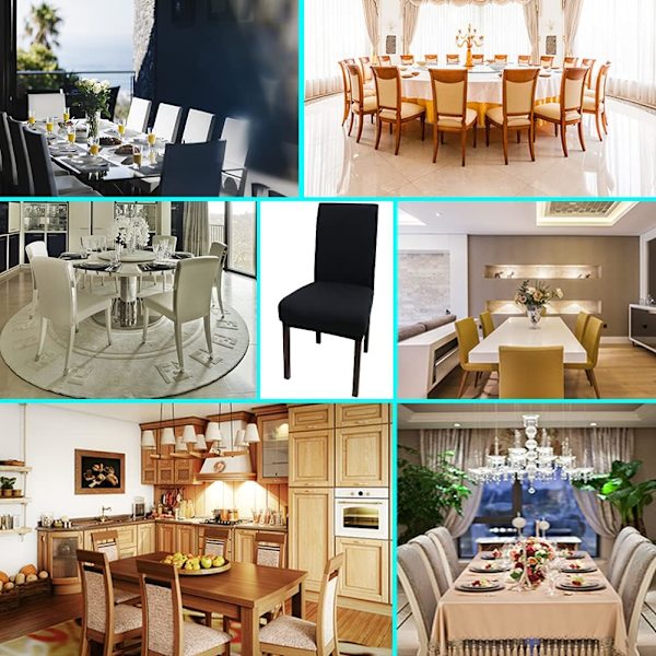 6 stycken moderna elastiska matstolsöverdrag, tvättbara och avtagbara