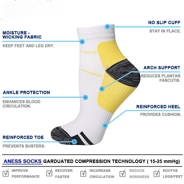 #(gula, s/m) Herr Athletic Socks Kompressionssockor#