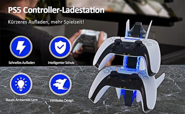 #Lader for 2 PS5-kontrollere samtidig#