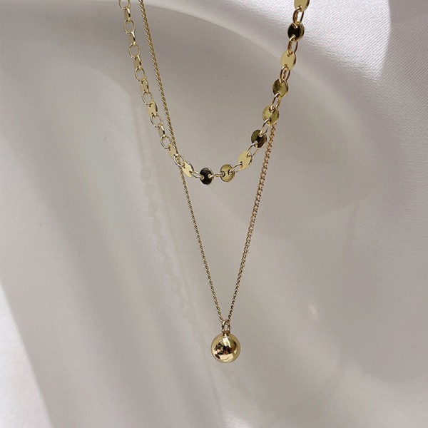 /#/Folded double ball necklace wear simple cold cold clavicle c/#/