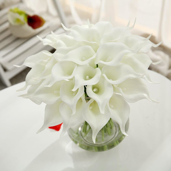 Kunstig Latex Blomsterbuket, 20 Calla Liljer, Realistisk Følelse
