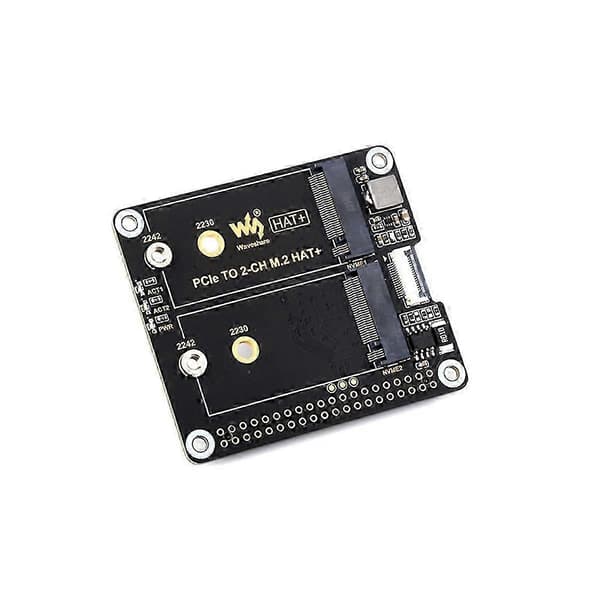Adapterkort PCIe til 2-CH M.2 HAT+ Indbyggede indikatorer Strømovervågningschip EEPROM til 5