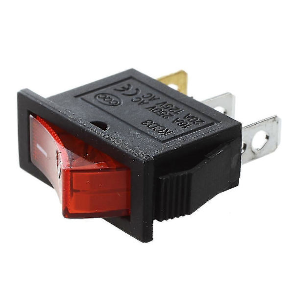 AC 16A/250V 20A/125V Rødt Lys Belyst On Off SPST Båd Rocker Switch x 5 Stk