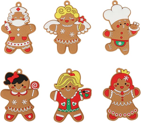 *6 stk pepperkake mann assorterte dekorasjoner plast pepperkake*