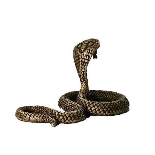 Antik Mässing Cobra Orm Staty Miniatyr Koppar Cobra Hem Skrivbord