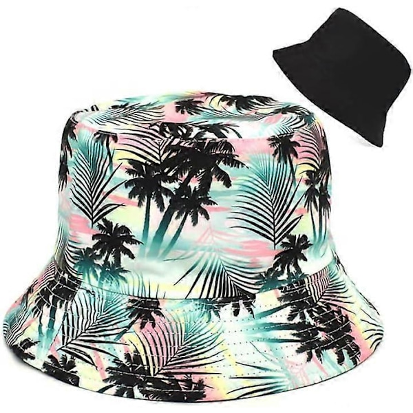 Bucket Hat Bomull Dubbelsidig Vändbar Solhatt för Kvinnor M