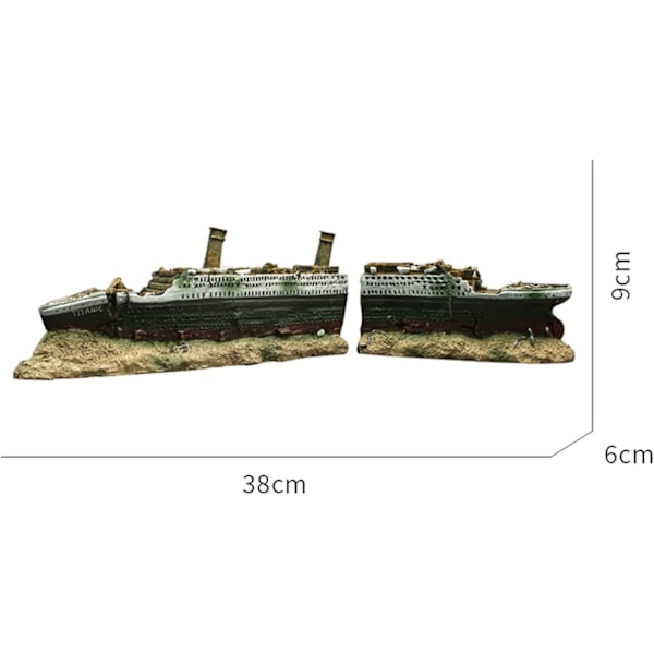 Akvarium Titanic Skipsvrak dekorasjoner, skipsdekorasjoner laget av harpiksmateriale, skipsvrak, akvariumdekorasjon