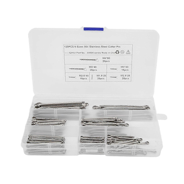 120 stk. splitstifter sortiment rustfrit stål clips 6 specifikationer universal bilhardware