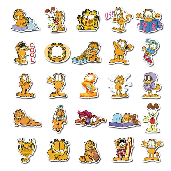 #50 söpöä piirrettyä Garfield-tarraa#
