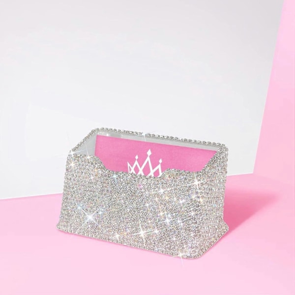 Käyntikorttiteline - Bling-nimikortit toimistopöydälle, pöytätasolle, ylellinen esittelykotelo, lisätarvikkeet, valkoinen