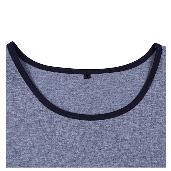 Grå med blå(a) sommar kläder för män ärmlös t-shirt män