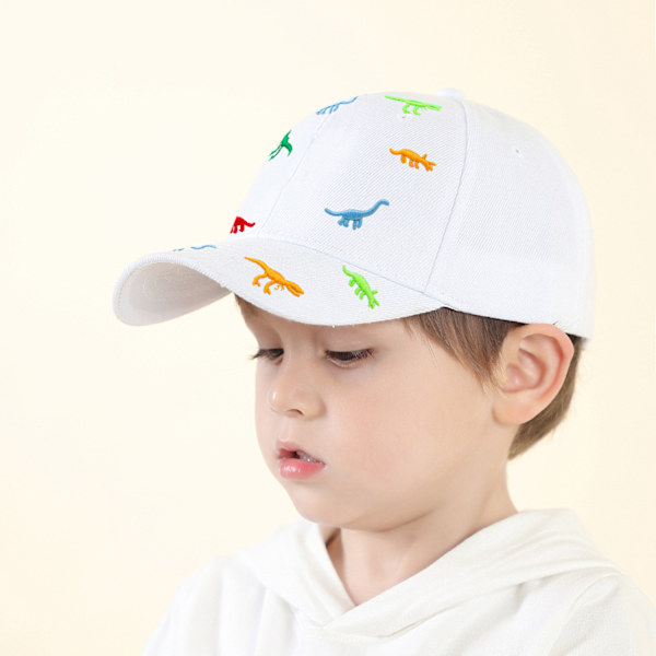 Valkoinen lasten aurinkolippis Dinosaur Baseball Cap kesä säädettävissä