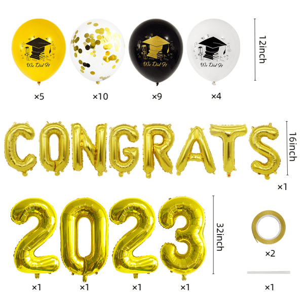 #Ballongsett for Graduation 2023 2023 Festdekorasjoner ABI 2023 Folieballonger Graduation Dekorasjoner#