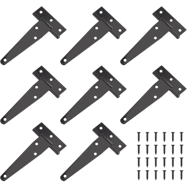 T-hængsler, 8 stk sorte trekantede kraftige metalliske jernlade D