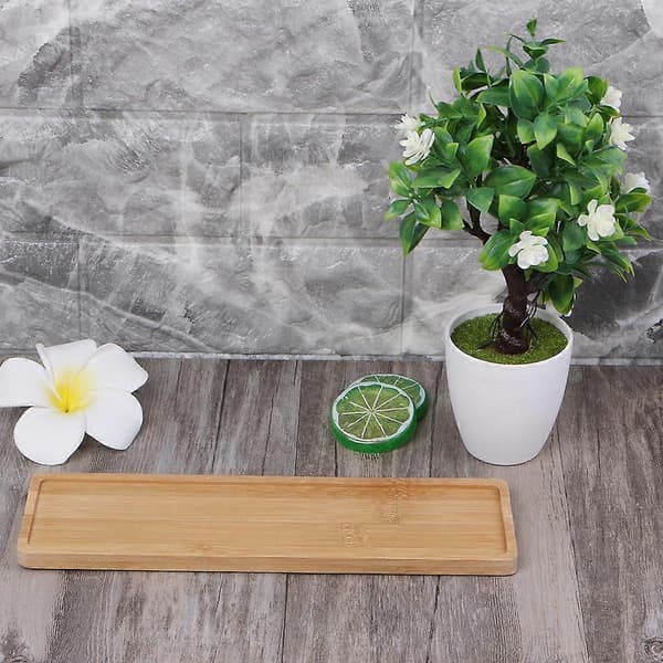 Rektangulær Bambus Tre Fat Plantebrett Mini Plante Blomsterpotte Stativ