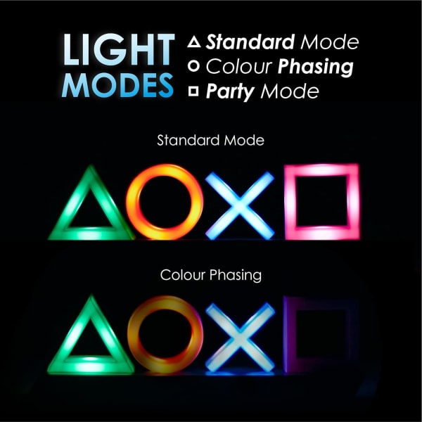 3 moduser ikonlamper - reagerer på musikk, spillromslys LED liten