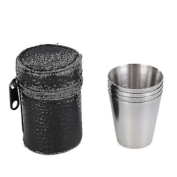 8 stk. Shotglas med kopholder, Schnapps-kopper i rustfrit stål, 30 ml