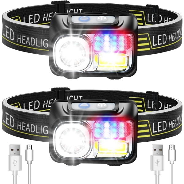 /#/2Pcs Rechargeable LED Headlamp, Powerful Waterproof Head Torch wi/#/