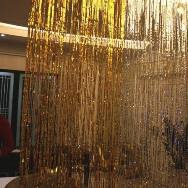 Användbar Gardin Regn Glitter Party Favors Lätt att installera Golden