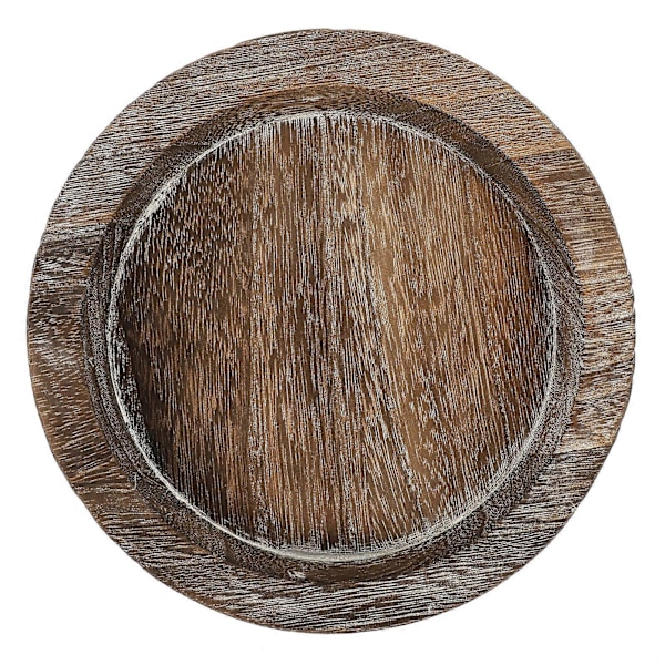 1 stk. Rund Lysbrett til Hjemmet, Enkel Lysestake i Tre, Borddekor Lys Brun