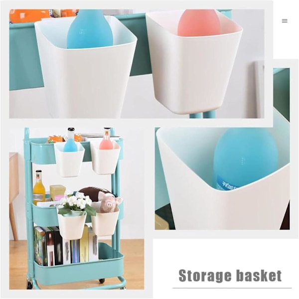 Hængende Makeup Blyantholder Utility Rullebord Organizer Pladsbesparende Køkken Opbevaringsspande Små Hængende Spande til Hjemmekontor, Hvid