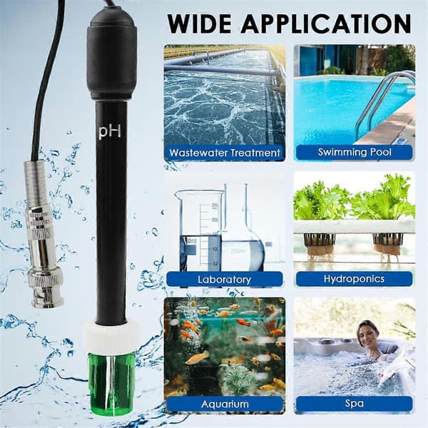 PH Elektrode Sensor Probe Vannanalysator Vanntester PH Probe for Akvarium Hydroponikk Industri Eksperiment 300cm Kabel