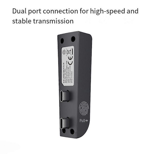 For Slim 6-I-1 USB 2.0 HUB Dataoverførsel Extender USB Multifunktionel Bærbar Splitter, Sort