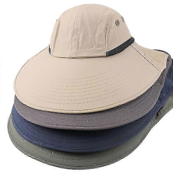 Solhatt för utomhusbruk Anti-UV Skyddande Jakt Hatt med Nackskydd (Khaki)