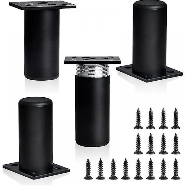 4 stk. Udskiftningsbordben Sort Aluminiumlegering Justerbare Møbelben Med Skruer - 6cm