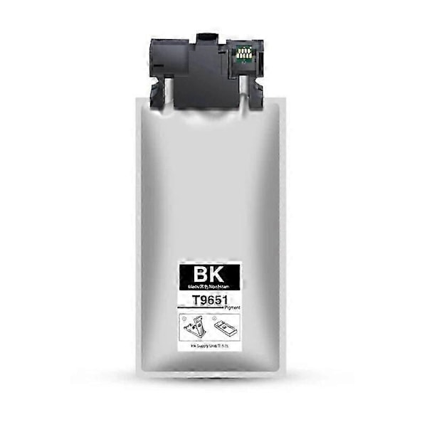 2 STK T9651 BK 200ML/STK T9651 Pigmentblekkpose med chip for Epson WorkForce Pro WF-M5299 M5799 skriver T9651 blekkpakke