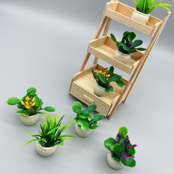 #Potteplanter til dukkehus 4Pz Miniature Urtepottedekorationer Miniature Eventyrdekorationer Dukkehus Indendørs Kontorhave#