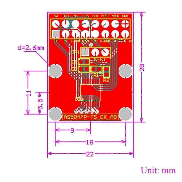 AS5047 Encoder Adapterkort SimpleFOC Doggo Modul Magnetisk Encoder SPI ABI Pulsbreddemodulasjon