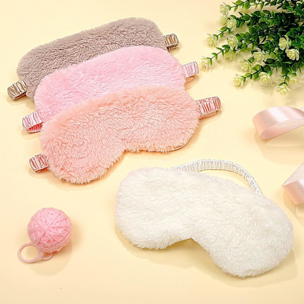 4 stycken plysch ögonmasker i siden - bekväma sovmasker