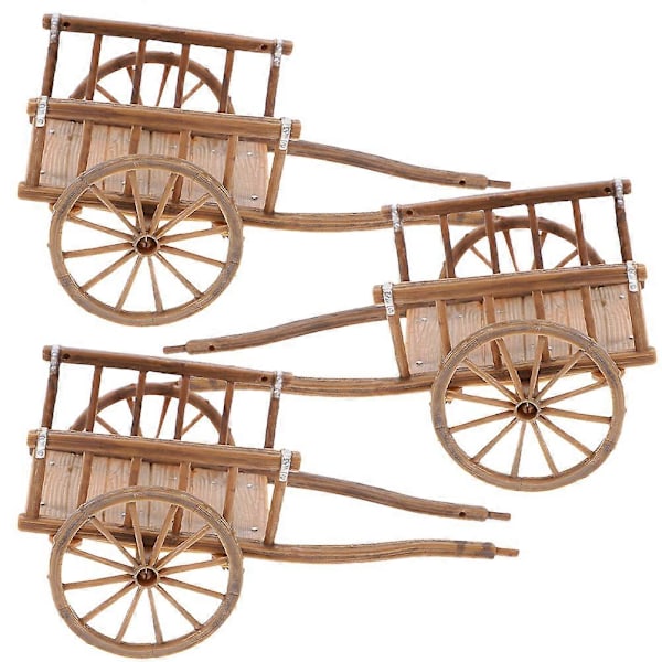 3 stk. Lille Vogn Model Mini Have Trolley Model Simuleret Vogn Model Miniature Vogn Håndværk Dekoration