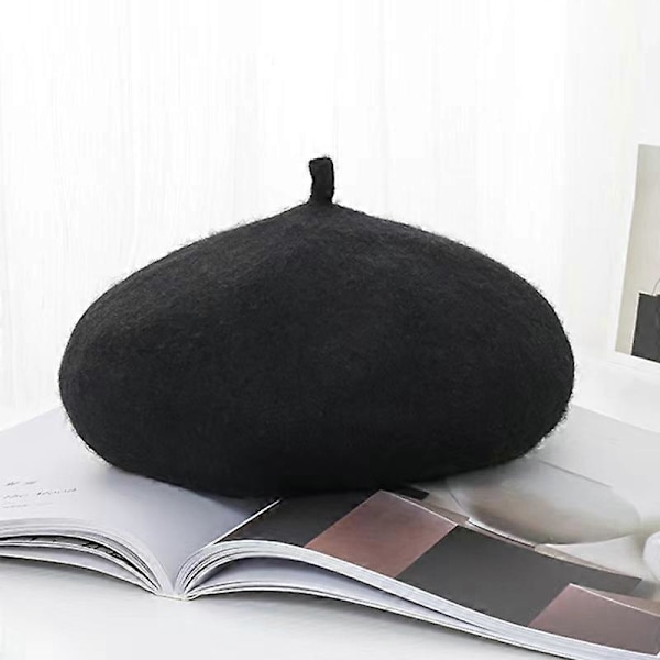 Dam Ull Franska Basker Mössa Vinterhattar Slapp Hatt
