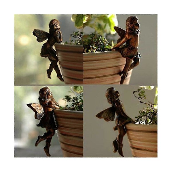 4st Hängande Kopp Harts Ornament Fé Combo Vegetationskorg Kantdekoration Trädgårdsplanteringsprydnad