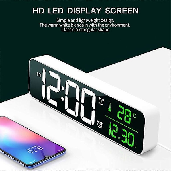 Digital Väckarklocka, Väggklocka Morgon Väckarklocka LED Digital M