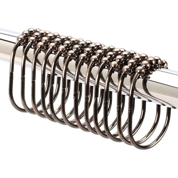 #Brushed Nickel Dusjforhængsringe - 12 Ekstra Store Dusjforhængsringe i Rustfrit Stål#