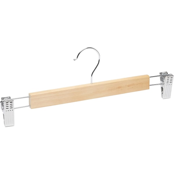 28*1.2CM 10-pack Träklädhängare med Klämmor för Byxor och Kjolar