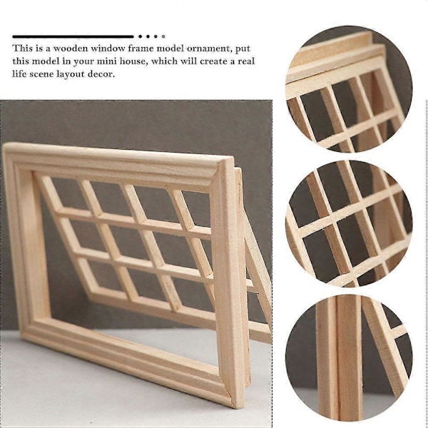 Dekorativ Mini Fönsterram Modell Mini Hus Dekor Scen Layout Prydnad (Beige)