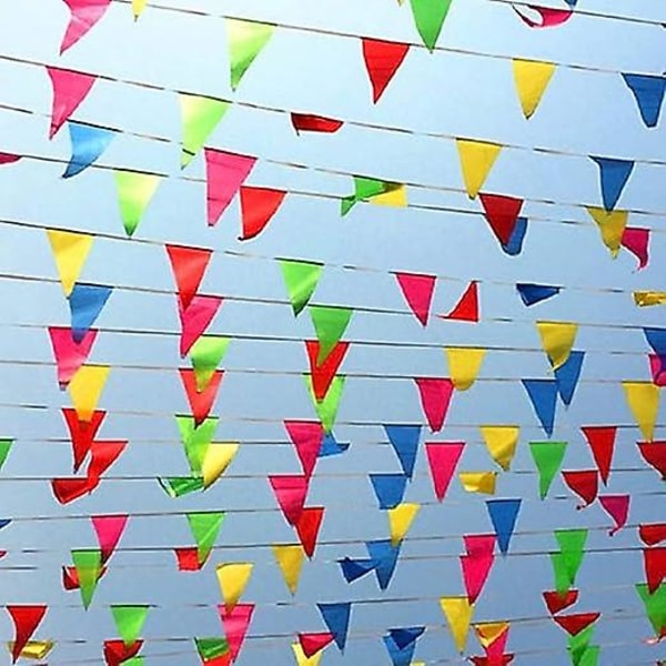 Vimpelbanner 100 Meter Trekant Vimpler Trekant Dobbelt Trekant Flag til Dekoration af Have Bryllup Fødselsdagsfest Indendørs Udendørs