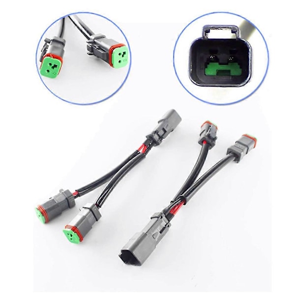 2 stk Y-formet Dobbel Utgang Deutsch DT DTP 2-pinners Adaptere Koblinger Splittere Kompatibel med LED Pod Lys, LED Lysbar, LED Arbeidslamper, Tåkelys